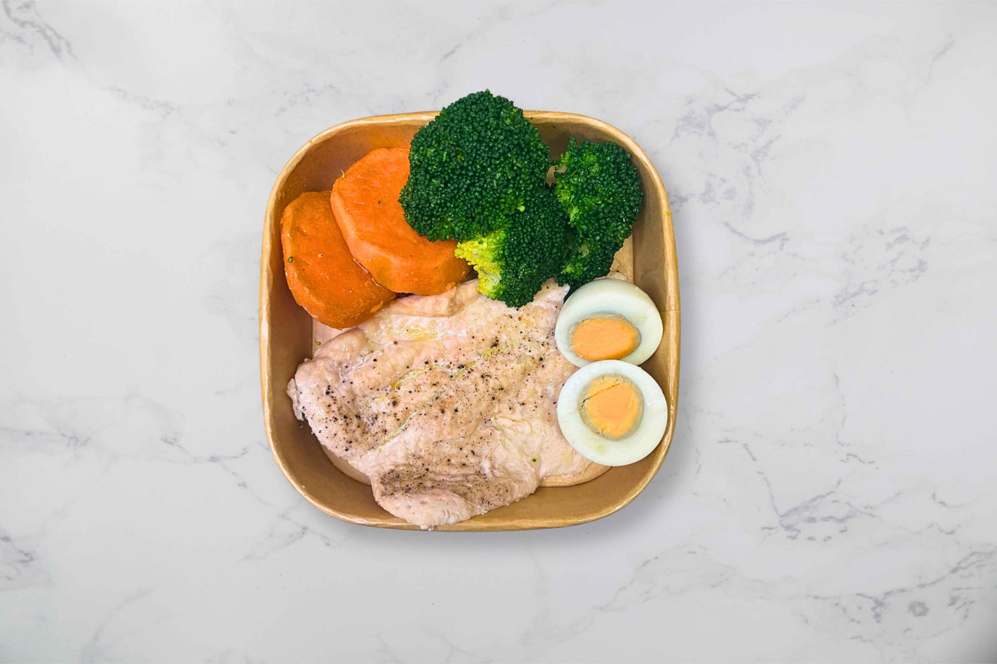 Turkey with sweet potatoes broccoli and egg