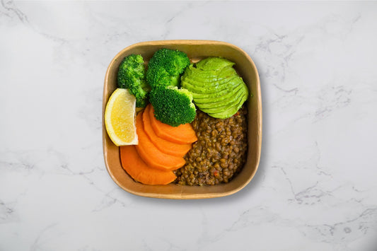 Spicy Lentils, sweet potatoes, broccoli (vg)