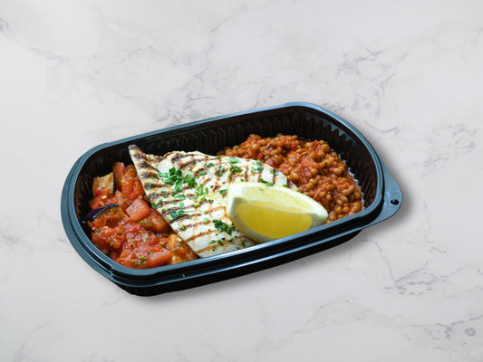 Chicken, aubergine and lentils