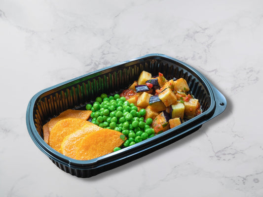 Sauted aubergine with butternut squash peas (vg)