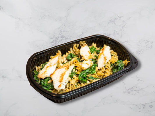 Wholemeal pasta with chicken pesto